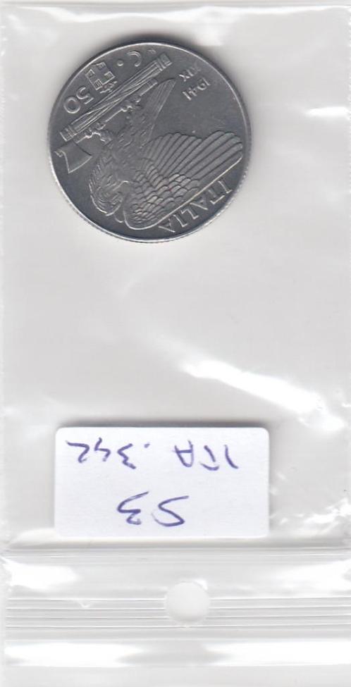 S3-ITA-0342 Italy 50 centsimi 1941  XF KM76b mag, Postzegels en Munten, Munten | Europa | Niet-Euromunten, Italië, Verzenden