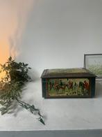Vintage blikken bewaardoos- spiegel en jachttaferelen, Ophalen of Verzenden, Gebruikt, Overige, Overige merken