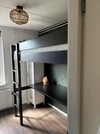 Stoere zwarte hoogslaper met bureau, Ophalen, Gebruikt, Hoogslaper