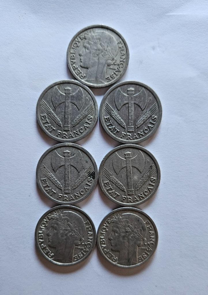 Frankrijk 2 Francs 1943 - 1948 (Bazor), Postzegels en Munten, Munten | Europa | Niet-Euromunten, Losse munt, Frankrijk, Ophalen of Verzenden
