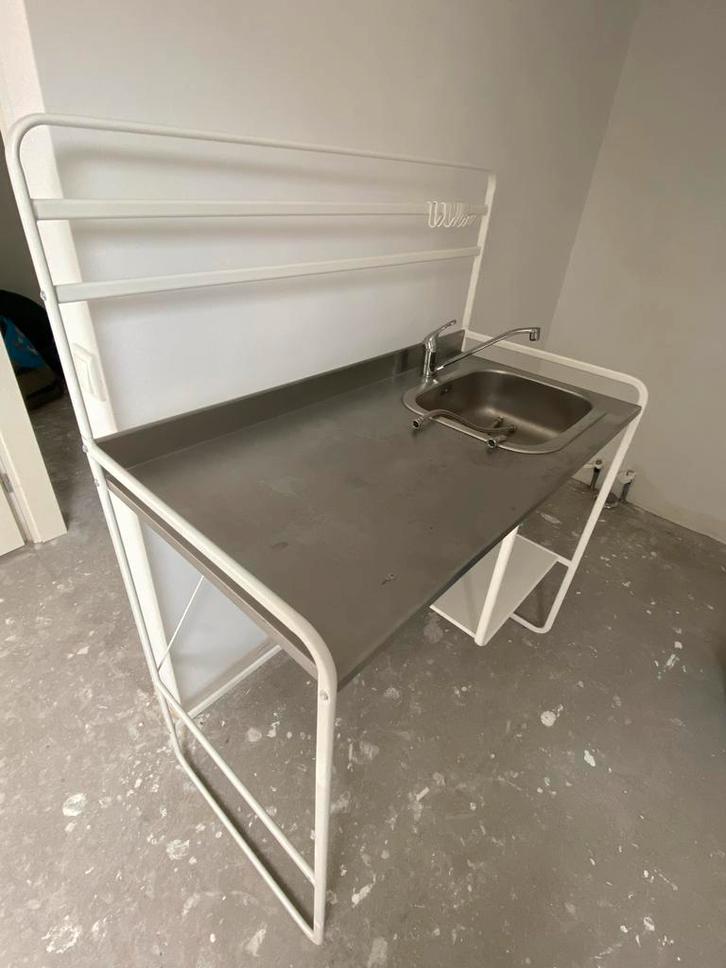 IKEA Sunnersta Noodkeuken / Keukenblok, Huis en Inrichting, Keuken | Complete keukens, Gebruikt, Enkelwandige keuken, Wit, Staal of Rvs