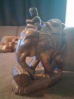 Houten olifant met ruiter, Ophalen of Verzenden