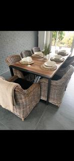 Eettafel met 6 stoelen, Huis en Inrichting, Ophalen, Gebruikt, 50 tot 100 cm, Vijf personen of meer