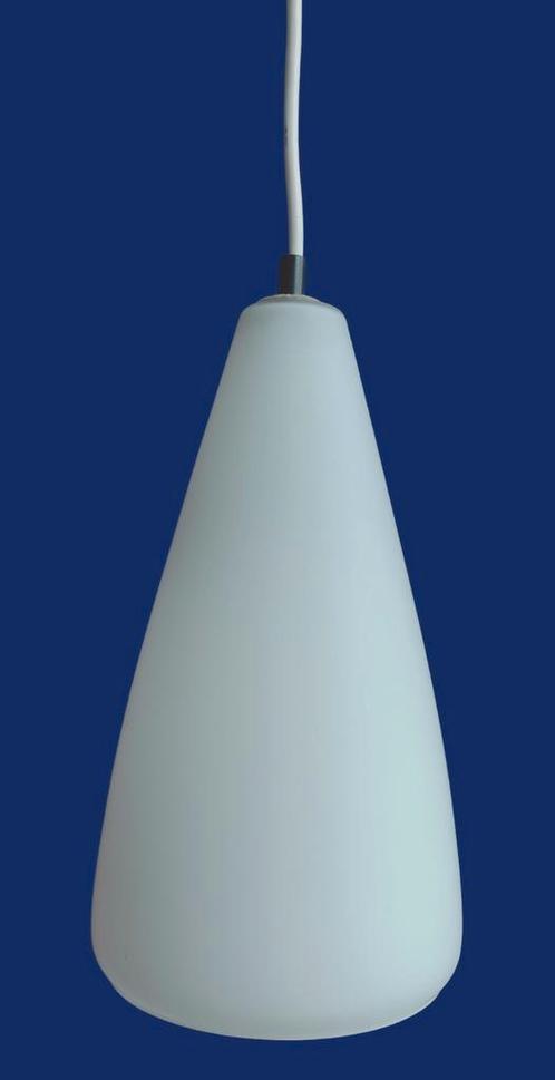 vintage, jaren 50/60 hanglamp / hallamp, wit, mat opaalglas, Huis en Inrichting, Lampen | Hanglampen, Gebruikt, Minder dan 50 cm