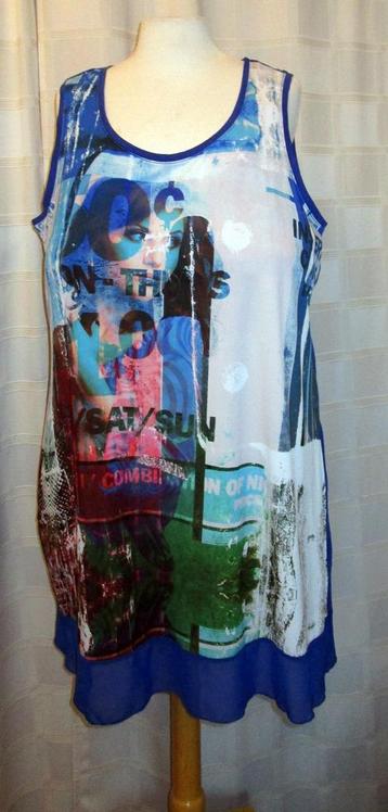 Miss Etam maat 48 blauw kort jurkje met print ME111 beschikbaar voor biedingen