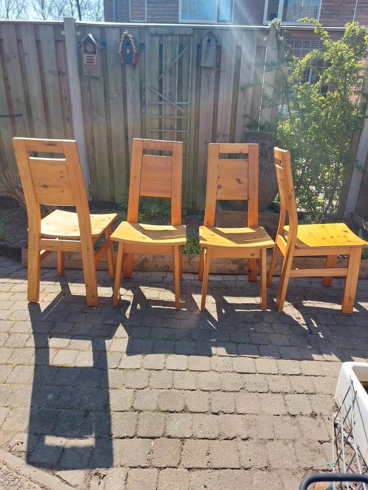 6 Vintage Jaren 70 Houten Stoelen bijna gratis, Huis en Inrichting, Stoelen, Gebruikt, Vijf, Zes of meer stoelen, Hout, Bruin