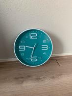 Turquoise Stille Klok, Ophalen, Zo goed als nieuw, Analoog, Wandklok