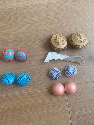 Vintage oorbellen clip stekers oorbel blauw paars zalm beschikbaar voor biedingen