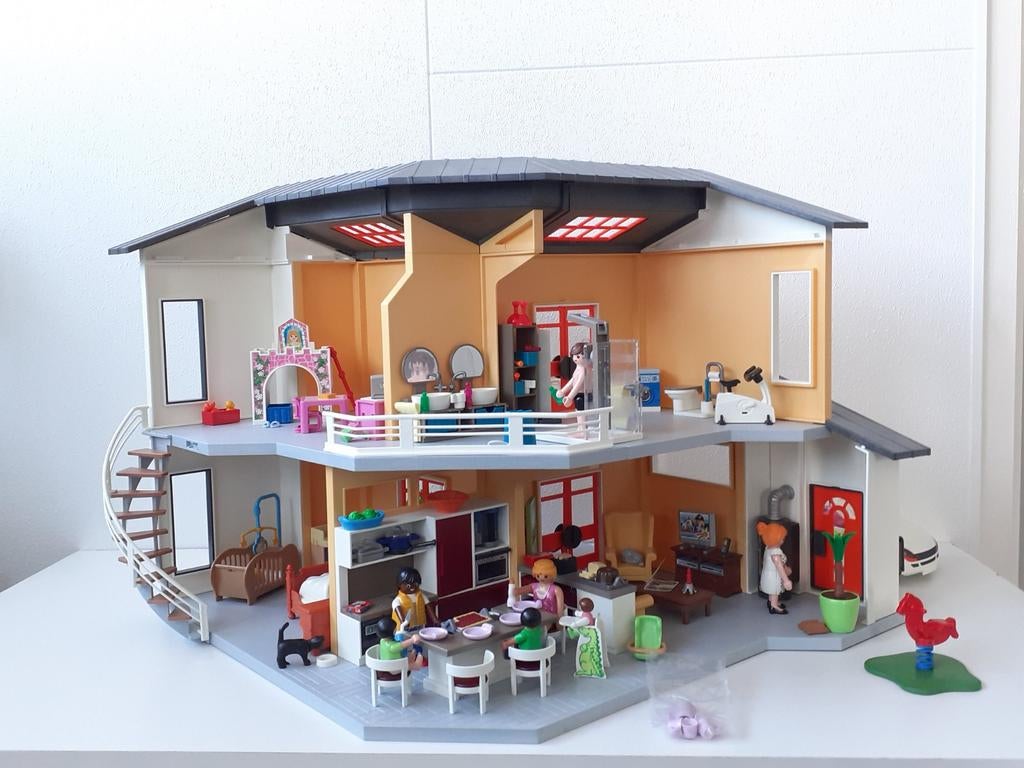 Playmobil groot poppenhuis woonhuis 9266 + inrichting, Ophalen of Verzenden, Zo goed als nieuw