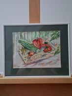 Aquarel Westlands groentekistje, T.Toussaint, 1993, Ophalen of Verzenden