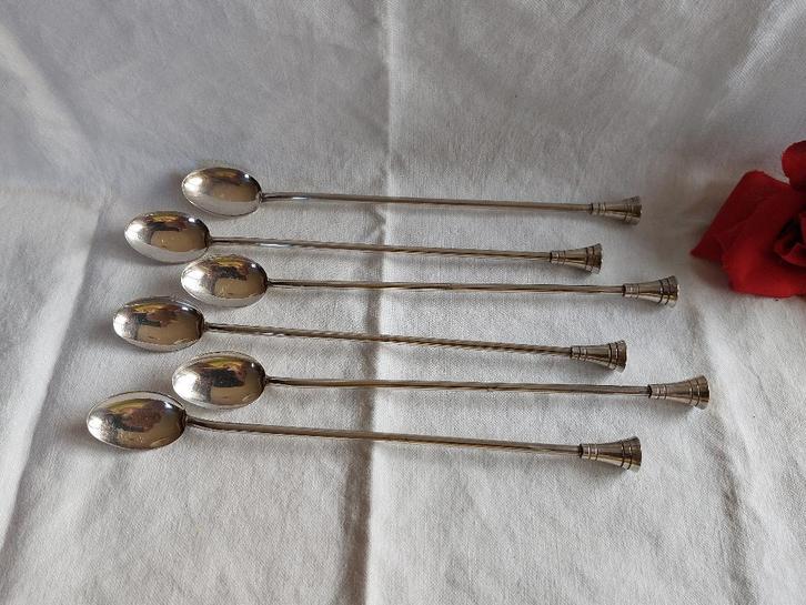 Zilverkleurige latte lepels sorbet lepels | set van 6 stuks, Antiek en Kunst, Antiek | Bestek, Verzenden