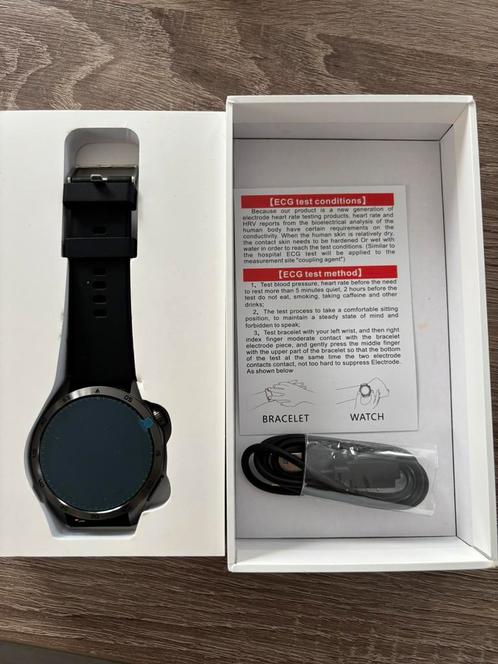 Smart Horloge voor Heren - ECG Bloeddruk, Sieraden, Tassen en Uiterlijk, Smartwatches, Zo goed als nieuw, Android, Zwart, Afstand