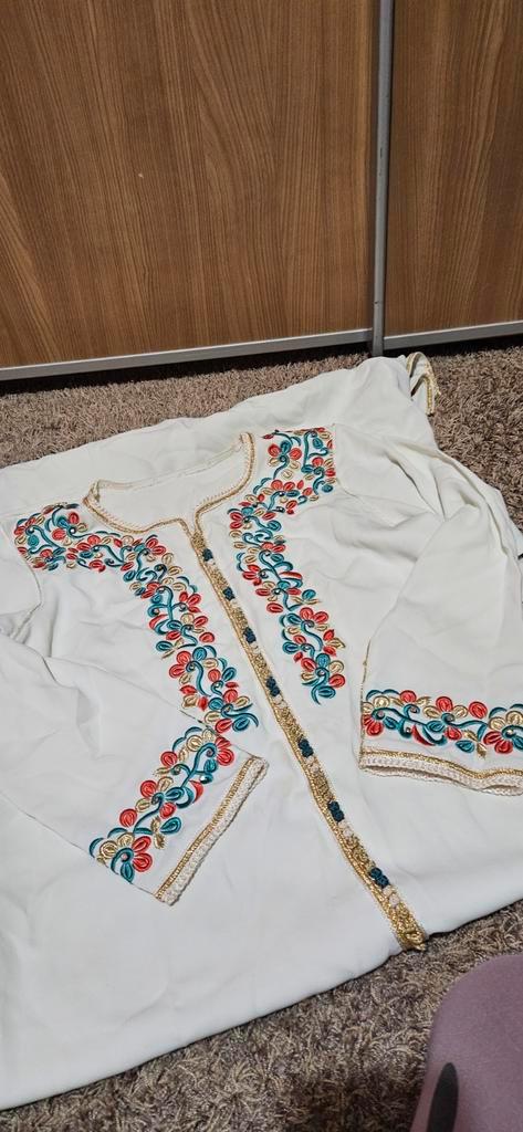 Mooie Marokkaanse Kaftan - XS/S, Kleding | Dames, Jurken, Zo goed als nieuw, Maat 34 (XS) of kleiner, Wit, Onder de knie, Ophalen of Verzenden