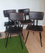 4 leuke bruine stoeltjes met stalen frame, Ophalen, Gebruikt, Bruin, Vier