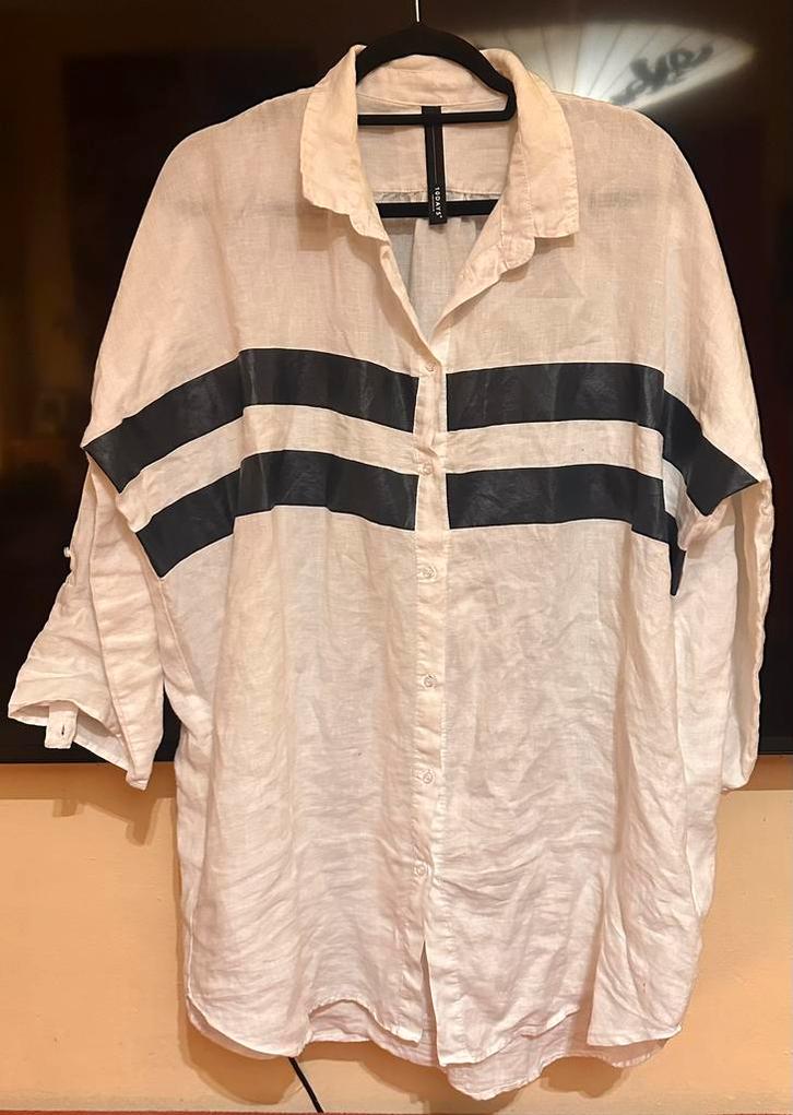 Linnen blouse topmerk 10 Days universele maat, wit, Kleding | Dames, Blouses en Tunieken, Zo goed als nieuw, Maat 46/48 (XL) of groter