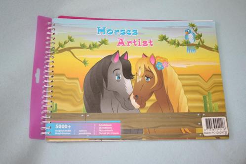 Schetsboek paarden versieren met sjablonen en stickers, Kinderen en Baby's, Speelgoed | Educatief en Creatief, Zo goed als nieuw