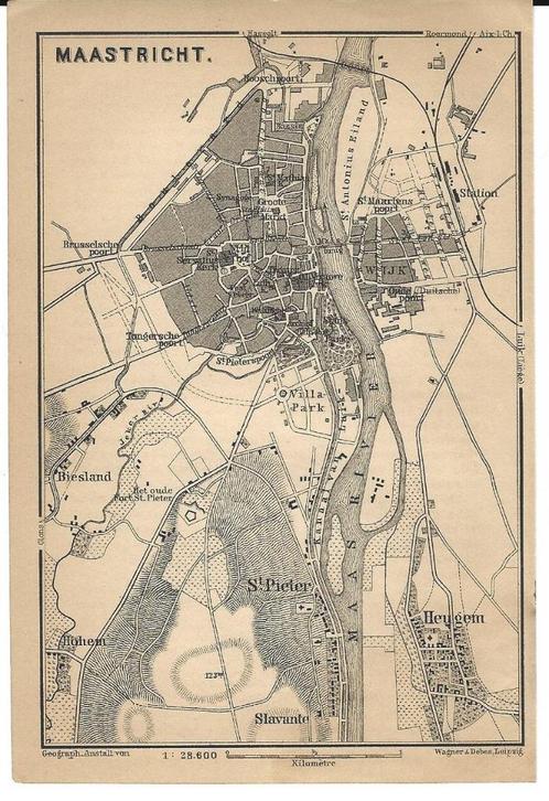 1901 - Maastricht stadsplannetje, Boeken, Atlassen en Landkaarten, Landkaart, Nederland, 1800 tot 2000, Ophalen of Verzenden