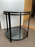 Te koop, zwart smeedijzer bijzettafel, glazen blad, 50/51, Huis en Inrichting, Tafels | Bijzettafels, Minder dan 55 cm, Rond, Ophalen