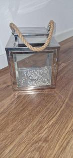 Windlicht met deurtje Chroomkleurig, Ophalen of Verzenden, Zo goed als nieuw, Metaal, 25 tot 50 cm