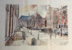 Aquarel Stadsgezicht, Antiek en Kunst, Kunst | Schilderijen | Klassiek, Ophalen of Verzenden