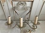 Brocante metalen wandlamp voor 3 lampjes, Ophalen of Verzenden
