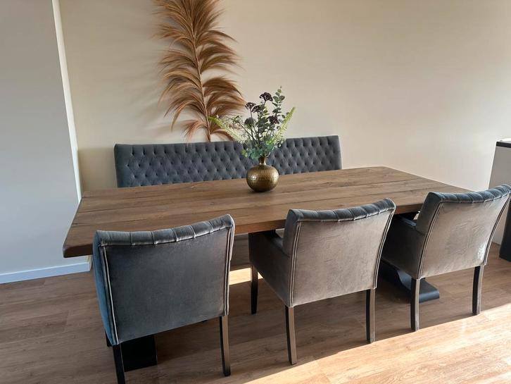 Eettafel met bank en 3 stoelen - eetset, Huis en Inrichting, Complete eetkamers, Gebruikt, Minder dan 4 stoelen, Ophalen