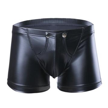 Heren leer look boxer met knopen / zwarte boxershort leren beschikbaar voor biedingen