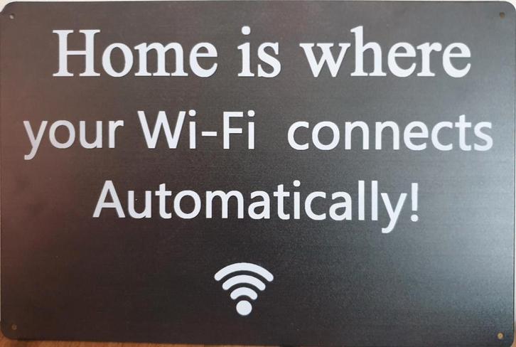 Home where wifi connects reclamebord van metaal wandbord, Huis en Inrichting, Woonaccessoires | Tekstborden en Spreuken, Nieuw