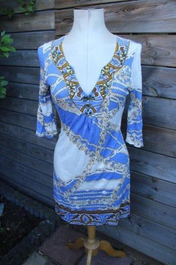 Jurk blauw/ creme Hale Bob mt S Vaste prijs beschikbaar voor biedingen