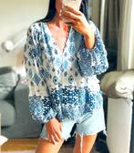 Blauw witte blouse bohemian Zara, Kleding | Dames, Blouses en Tunieken, Zara, Maat 34 (XS) of kleiner, Blauw, Ophalen of Verzenden