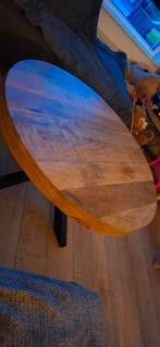 Zeer stevige Mango Houten Salontafel met Ijzeren X poten, Huis en Inrichting, Ophalen, Rond