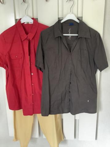 2 bloesjes  en 3/4 broek - maat 46 beschikbaar voor biedingen