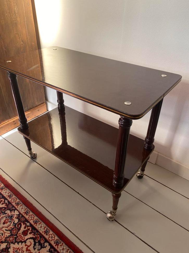 Vintage Franse serveerwagen, trolley, zwenkwielen, 50/60’s, Antiek en Kunst, Antiek | Meubels | Tafels, Ophalen of Verzenden