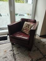 Rode leren fauteuil, Huis en Inrichting, Fauteuils, Ophalen, Gebruikt, Leer
