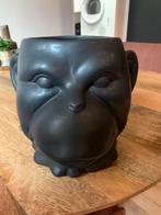 Apenkop Bloempot - Zwart, Tuin en Terras, Bloempotten, Overige materialen, Binnen, Ophalen of Verzenden, Zo goed als nieuw