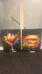 2 keer canvas schilderijen, Antiek en Kunst, Kunst | Schilderijen | Abstract, Ophalen of Verzenden