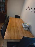 Houten Eettafel met Zes Eetstoelen, Huis en Inrichting, Tafels | Eettafels, Ophalen, Gebruikt, 100 tot 150 cm, 200 cm of meer