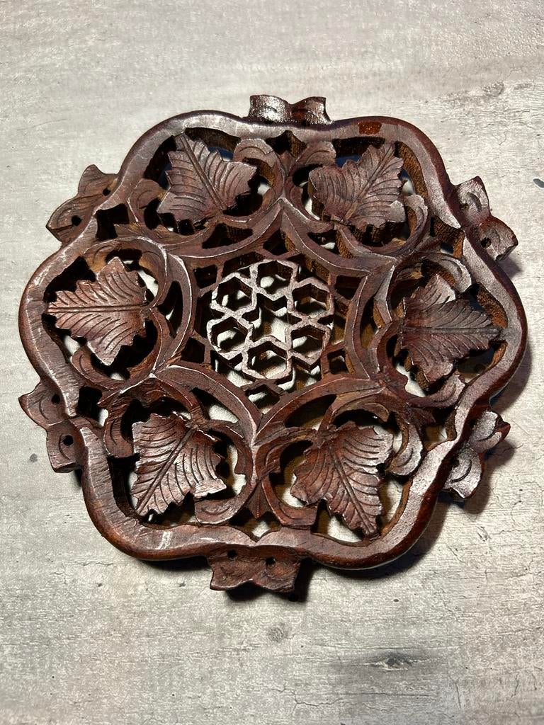 Balinese handgesneden Houten Onderzetter 15 cm, Pot of Pan, Ophalen of Verzenden, Zo goed als nieuw, X