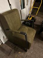 Stijlvolle groene fauteuil – industriële look., Huis en Inrichting, Fauteuils, Ophalen, 75 tot 100 cm, Zo goed als nieuw, Stof