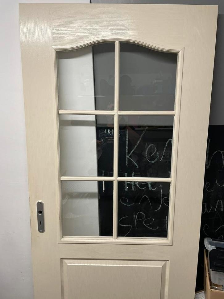 Opdekdeur (glas rechtsdraaiend, zonder glas linksdraaiend), Doe-het-zelf en Verbouw, Deuren en Horren, Gebruikt, Binnendeur, 200 tot 215 cm