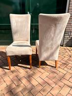 8 beige suede stoelen, Huis en Inrichting, Stoelen, Vijf, Zes of meer stoelen, Gebruikt, Stof, Ophalen