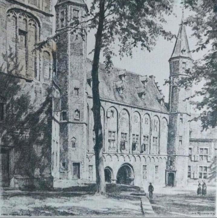 Middelburg Abdij ... H.E. Roodenburg... 1941 ..., Antiek en Kunst, Kunst | Etsen en Gravures, Ophalen of Verzenden