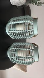 2 groene lantaarns inclusief witte kaarsen, Ophalen, Zo goed als nieuw, Overige materialen, Minder dan 25 cm