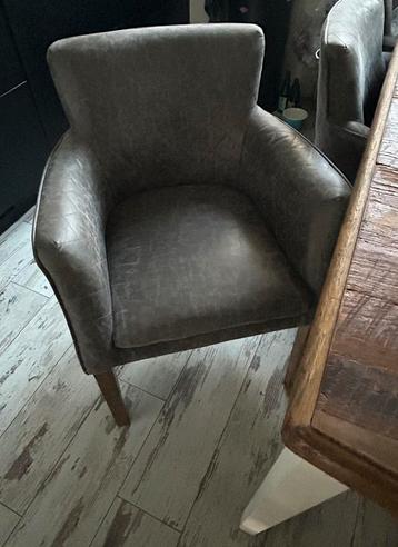 Drie prachtige stoelen Riviera Maison grijs leder  beschikbaar voor biedingen