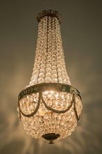 Antiek Empire Kroonluchter, Huis en Inrichting, Ophalen of Verzenden, Gebruikt, Glas, Antiek design vintage empire hollywood regency mid century