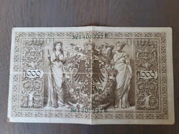 reichsbanknote 1000 mark 1910 beschikbaar voor biedingen