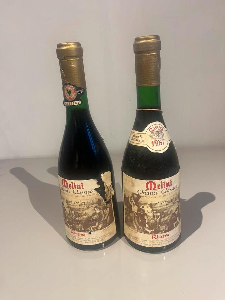 2x Melini Chianti Classico Riserva 1967, Verzamelen, Wijnen, Gebruikt, Rode wijn, Italië, Vol, Ophalen of Verzenden