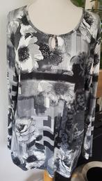 Dames t-shirt maat XXL (48). Zwart-grijs-wit. Veel stretch, Overige kleuren, Verzenden, Maat 46/48 (XL) of groter, Lange mouw