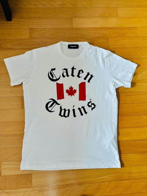 DSQUARED2 shirt ‘caten twins’ - maat L, Kleding | Heren, T-shirts, Zo goed als nieuw, Maat 52/54 (L), Wit, Ophalen of Verzenden