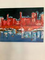 Modern schilderij, weerspiegeling in het water., Ophalen of Verzenden